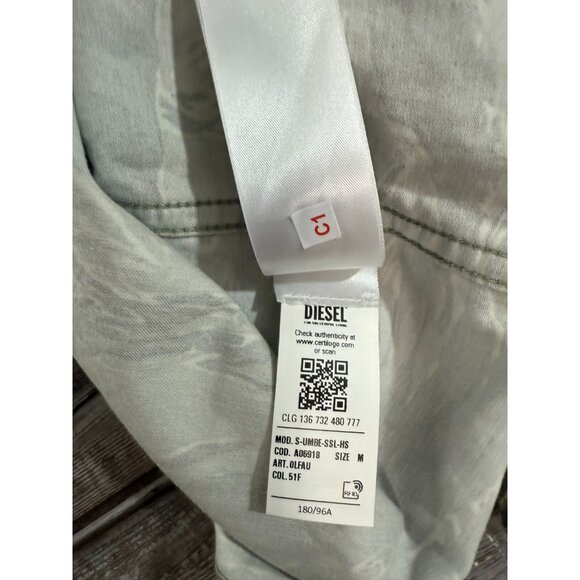 DIESEL Allover Print camo shirt size M color olive green NWT mspr 196 - Picture 5 of 7